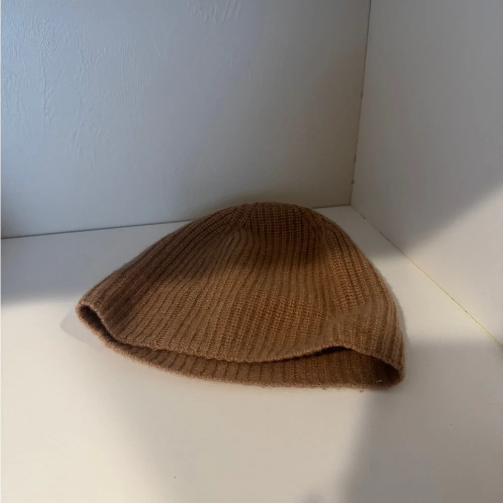J. Crew Tan Ribbed 100% Cashmere Beanie - Picture 2 of 2